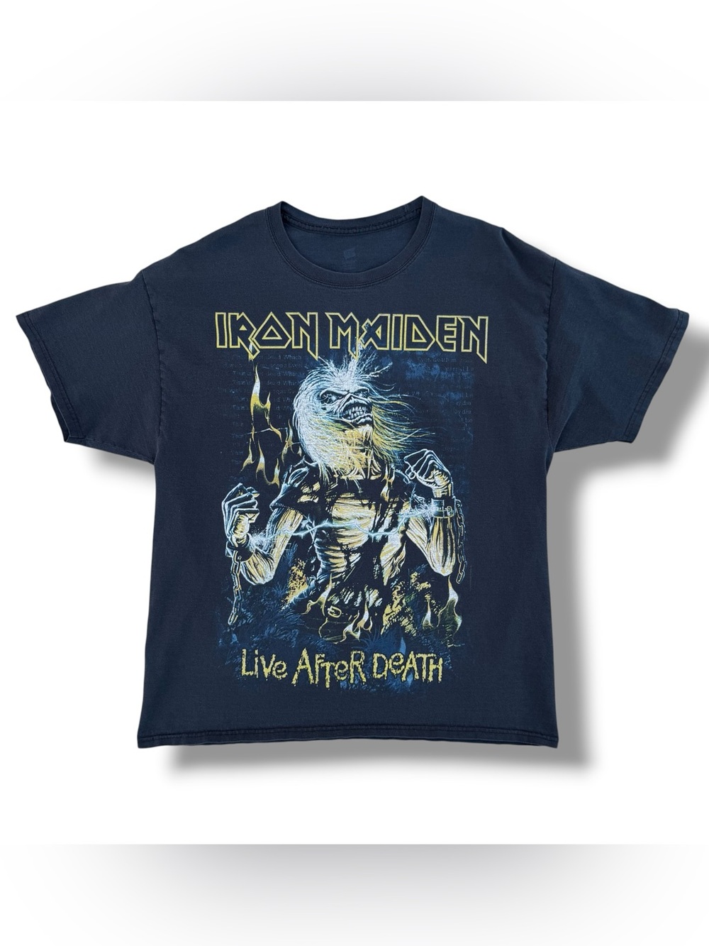 Iron Maiden Live After Death Band T-Shirt Faded Black Size XL Y2K Vintage